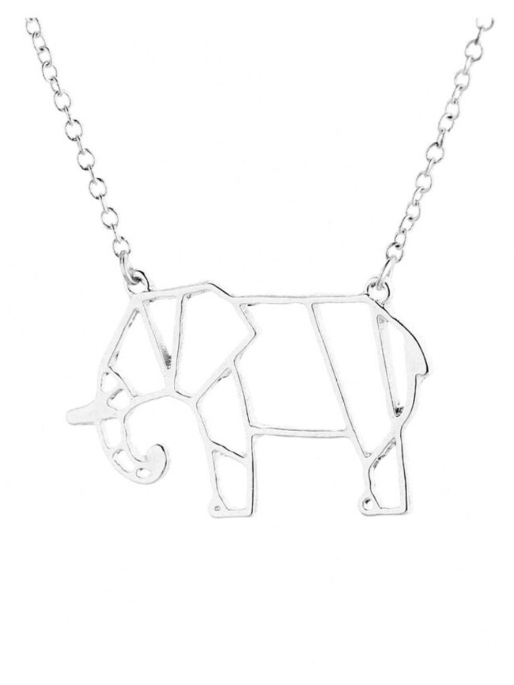 Origami Elephant Animal Cute Silver Necklace
